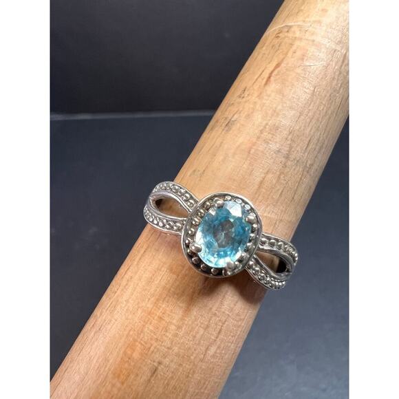 Blue topaz sterling silver ring size 9 - Picture 8 of 16